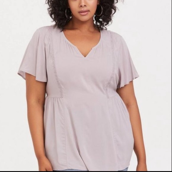 NWT | Torrid | Lilac Purple Crochet Challis Blouse | Size 2X - Picture 1 of 8